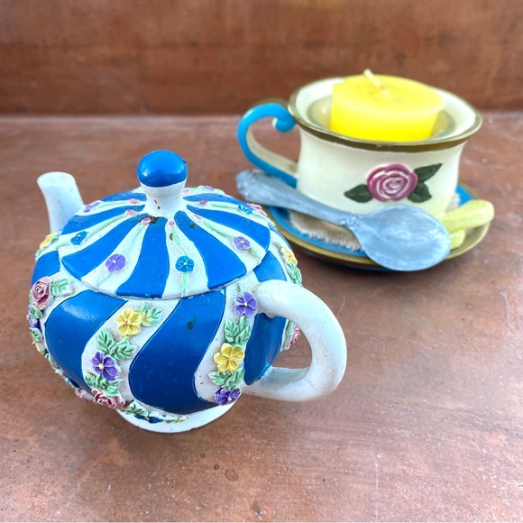 2 set mini teapot container votive candle holder teacup decor trinket mini bowl - Picture 3 of 13